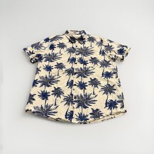 VatPave Mens White Blue Hawaiian Short Sleeve Button Up Shirt Size M MEDIUM